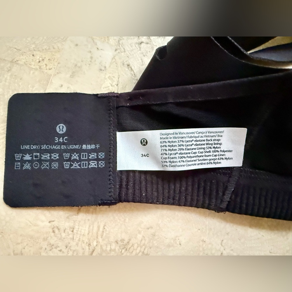 Lululemon Air Support Bra 34C Black High Support Running Sports Bra Activewear - Picture 5 of 6
